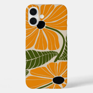 レトロミニマル黄金フローラアートiPhoneケース iPhone 16 Plusケース