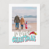 レトロミニマル1フォトフェスティバルおもしろいメリークリスマス シーズンポストカード (正面)