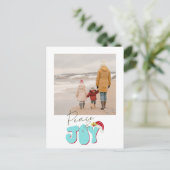 レトロミニマル1家族写真ピースジョークリスマス シーズンポストカード (スタンド正面)