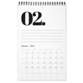 レトロミニマルNo Photo Black and White 2026 カレンダー (2月 2026)