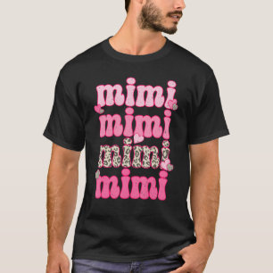 レトロミミカワイピンクハートヒョウ幸せバレンタイン Tシャツ