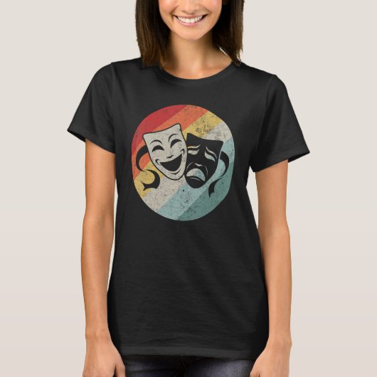 レトロミュージカルシアターマスクドラマ俳優シアターナー Tシャツ (正面)
