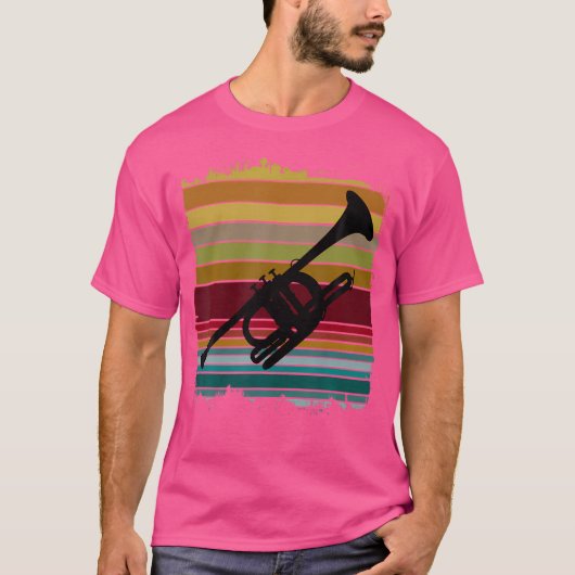 レトロミュージカル楽器トランペット Tシャツ (正面)