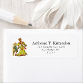 レトロミュージカル猫漫画ピアノプレイヤーシンガー ラベル (インサイチュ)