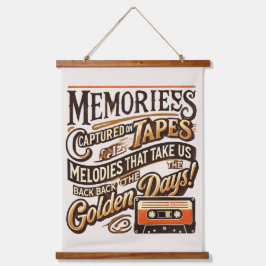 レトロミュージックウォールテーペストリー – ヴィンテージカセットテープ 吊り下げ型タペストリー