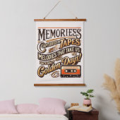 レトロミュージックウォールテーペストリー – ヴィンテージカセットテープ 吊り下げ型タペストリー (寝室)