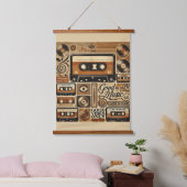 レトロミュージックウォールテーペストリー – ヴィンテージカセットテープ 吊り下げ型タペストリー (寝室)