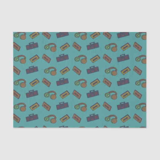 レトロミュージックオーディオアイコンパターン 薄葉紙 (正面)