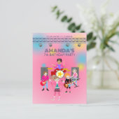 レトロミュージックガールズバンド誕生日パーティー インビテーションポストカード (スタンド正面)