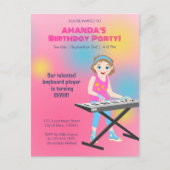 レトロミュージックガールズバンド誕生日パーティー インビテーションポストカード (正面)