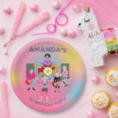 レトロミュージックガールズバンド誕生日パーティー ペーパープレート (パーティー)