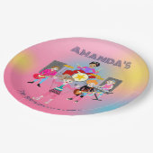 レトロミュージックガールズバンド誕生日パーティー ペーパープレート (アングル)