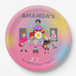 レトロミュージックガールズバンド誕生日パーティー ペーパープレート
