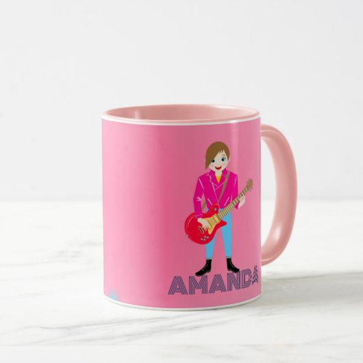 レトロミュージックガールズバンド誕生日パーティー マグカップ (正面右)