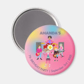 レトロミュージックガールズバンド誕生日パーティー マグネット (正面/裏面)