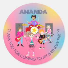 レトロミュージックガールズバンド誕生日パーティー ラウンドシール