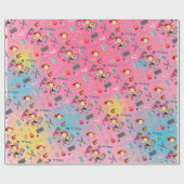 レトロミュージックガールズバンド誕生日パーティー ラッピングペーパー (フラット)