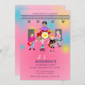 レトロミュージックガールズバンド誕生日パーティー 招待状 (正面/裏面)