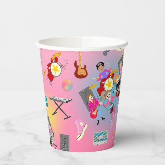 レトロミュージックガールズバンド誕生日パーティー 紙コップ (左)