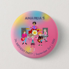 レトロミュージックガールズバンド誕生日パーティー 缶バッジ