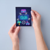 レトロミュージックネオンシンボルや象徴卒業パーティー招待状 チラシ (手)