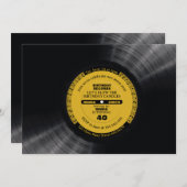 レトロミュージックビニル60s 70s誕生日招待状 招待状 (正面/裏面)