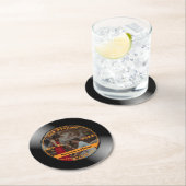 レトロミュージックビニールレコード結婚の写真 ラウンドペーパーコースター (インサイチュ)