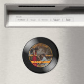 レトロミュージックビニール結婚レコード写真のラウンド マグネット (インサイチュ (食洗機))