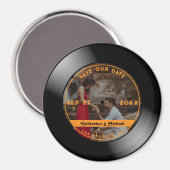 レトロミュージックビニール結婚レコード写真のラウンド マグネット (正面/裏面)