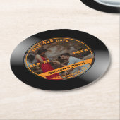 レトロミュージックビニール結婚レコード写真のラウンド ラウンドペーパーコースター (アングル)