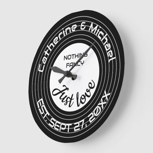 レトロミュージックビニ結婚ルレコード記念日 ラージ壁時計 (傾斜)