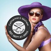 レトロミュージックビニ結婚ルレコード記念日 ラージ壁時計