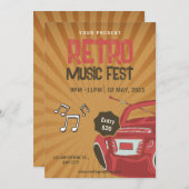 レトロミュージックフェスチラシ, レトロミュージックパーティ招待 招待状 (正面/裏面)