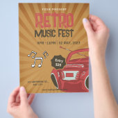 レトロミュージックフェストフライヤー、レトロ音楽パーティー招待状 チラシ (手)