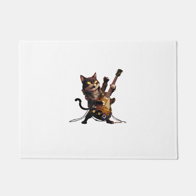 レトロミュージックラバーヘビーメタルエレキターギターファンン ドアマット (正面)
