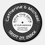 レトロミュージックレコード日付の保存 マグネット (正面)