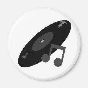 レトロミュージックレコード&ノートブラック マグネット