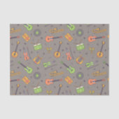 レトロミュージック楽器テーマパターンブラウン 薄葉紙 (正面)