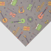 レトロミュージック楽器テーマパターンブラウン 薄葉紙 (詳細)