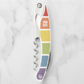 レトロミュート色レインボーパーソナライズされた ソムリエナイフ (正面)