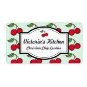 レトロミントさくらんぼパーソナライズされたキッチンラベル ラベル (正面)