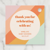 レトロミントオレンジストライプカスタムベビーシャワ感謝していー フェイバータグ (裏面)