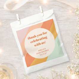 レトロミントオレンジストライプカスタムベビーシャワ感謝していー フェイバーバッグ