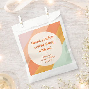 レトロミントオレンジストライプカスタムベビーシャワ感謝していー フェイバーバッグ