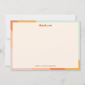 レトロミントオレンジストライプ色のカスタム赤ちゃんシャワーかわいい サンキューカード (正面)