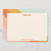 レトロミントオレンジストライプ色のカスタム赤ちゃんシャワーかわいい サンキューカード (正面/裏面)