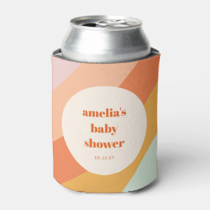 レトロミントオレンジボホストライプカスタムベビーシャワー 缶クーラー