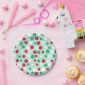 レトロミントクリスマスドットパーティー紙プレート ペーパープレート (パーティー)