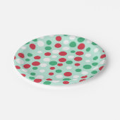 レトロミントクリスマスドットパーティー紙プレート ペーパープレート (アングル)