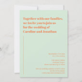 レトロミントグリーンオレンジストライプ抽象芸術結婚ズ 招待状 (正面)